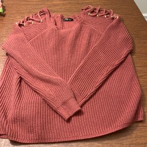 KLd sweater with grommet shoulders